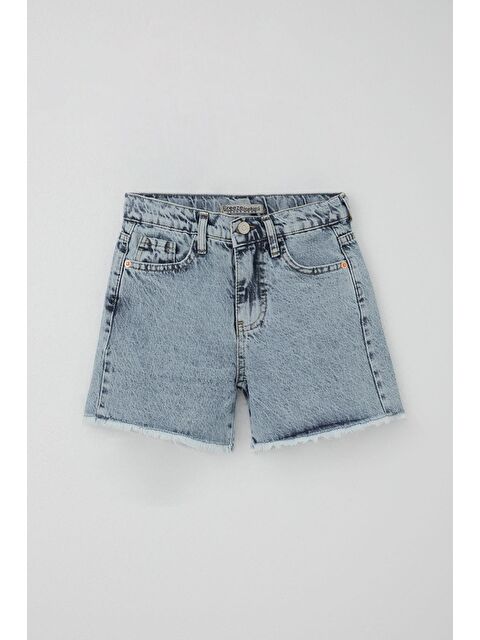 Breeze Kız Çocuk Şort Jean Paçası Püskül Detaylı Cepli Açık Mavi (10-14 Yaş) - S000491439-17437