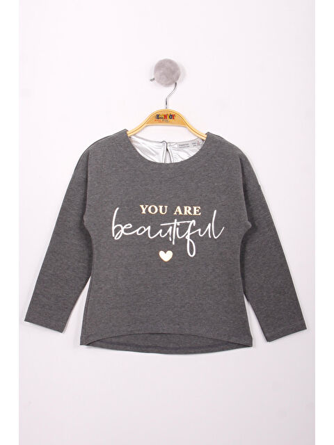 Toontoykids Kız Çocuk Yazı Varaklı T-Shirt