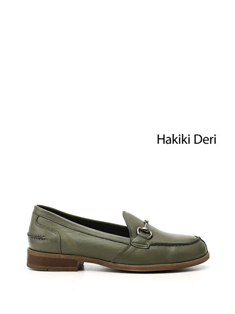 GÖNDERİ(R) Kadın YEŞİL Tokalı Hakiki Deri Loafer Ayakkabı - S000493411-18194