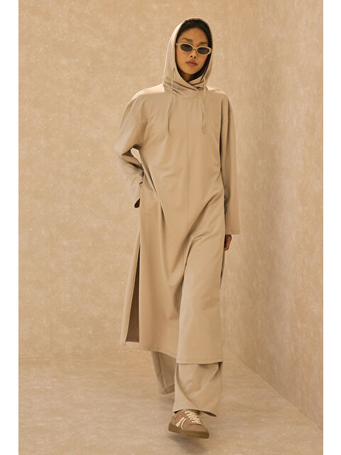 HE-QA Kapüşonlu Uzun Sweat İstiridye