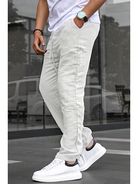 Madmext Ekru Müslin Kumaş Erkek Basic %100 Pamuk Pantolon 6507 - S000436650-19965