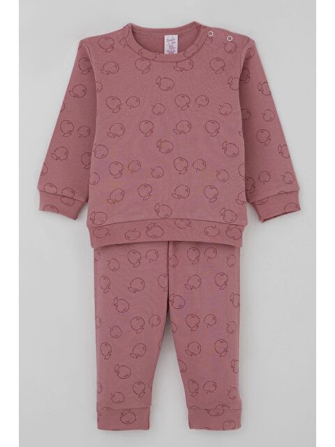 Breeze Kız Bebek Pijama Takımı Omuzdan Patlı Elma Bahçesi Gülkurusu (4 Ay-1 Yaş)