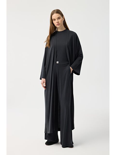 Kadriye Baştürk Modal Cupra Pantolon Bluz Abaya Takım Siyah