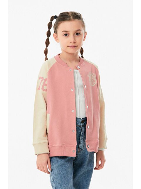 Fullamoda Baskılı Dik Yaka Kız Çocuk Kolej Ceket - S000127742-20028
