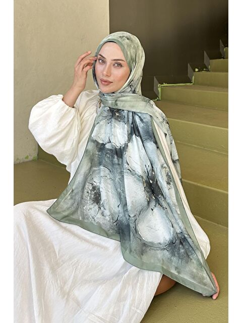 Lamelif Bohem Çiçek Desen Soft Şal Ada Çayı - S000529600-18194