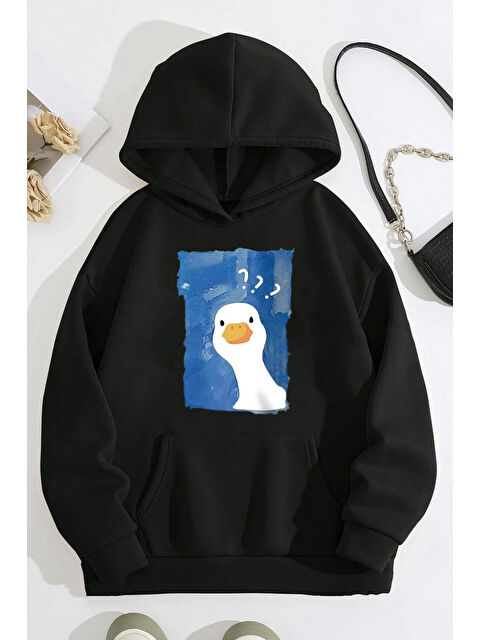 uyguntarz Meraklı Ördek Baskılı Oversize Sweatshirt - S000280276-19351