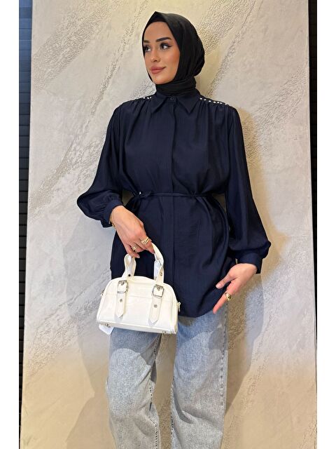 Julude Omuz Büzgülü Ve Taşlı Tesettür Gömlek - S000387711-21164