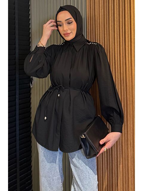Julude Omuz Büzgülü Ve Taşlı Tesettür Gömlek - S000387711-19351