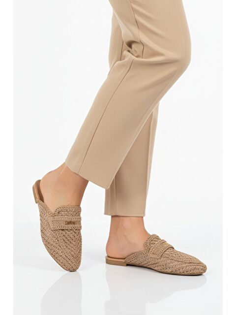 Ayakmod Taba Triko Hafif Önü Kapalı Kadın Terlik 335391 Z