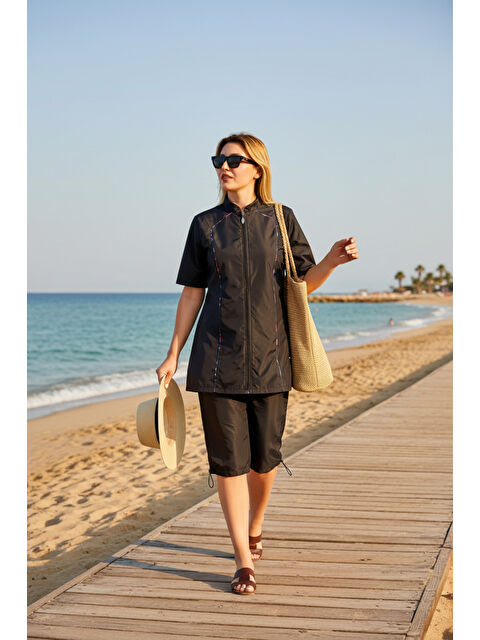 SEBOTEKS Hızlı Kuruyan Paraşüt Kumaş Büyük Beden Yarı Kapalı Tesettür Mayo 2474 - S000521659-19351