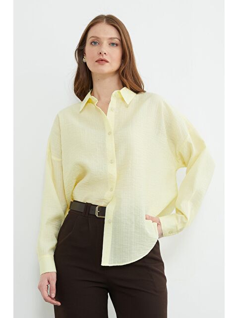 Fullamoda Basic Düğmeli Krinkıl Gömlek - S000503853-20072