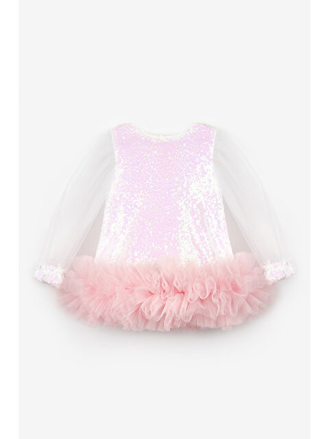 Le Mabelle Beyaz Etek Ucu Fırfır Detaylı Kız Bebek Elbise - Violet - S000486482-20063