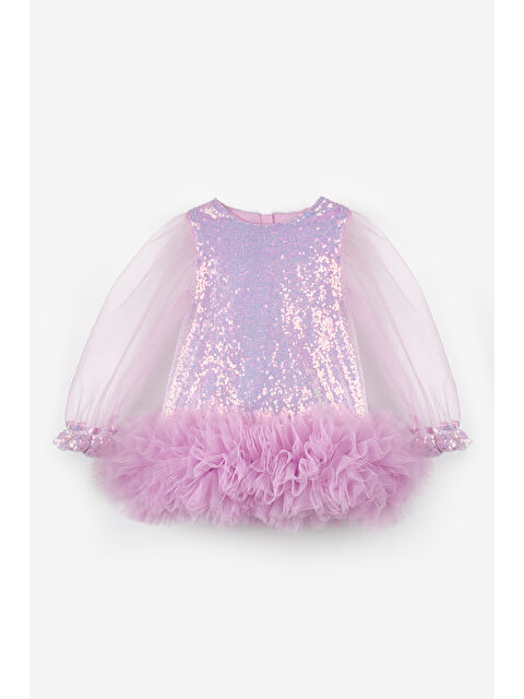 Le Mabelle Lila Etek Ucu Fırfır Detaylı Kız Bebek Elbise - Violet - S000486482-17878