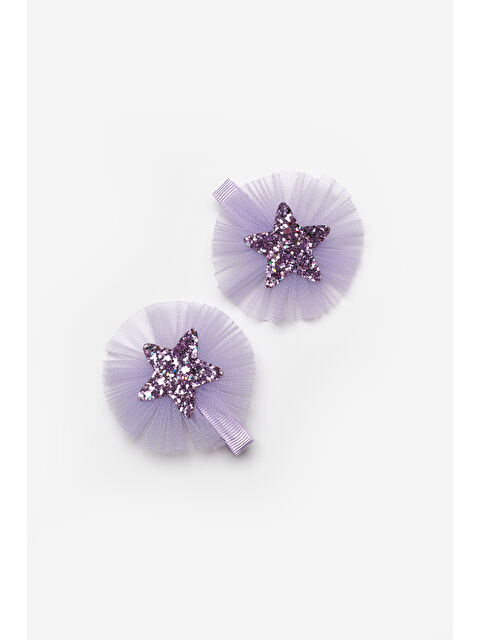 Le Mabelle Lila Tül Detaylı Yıldız Figürlü 2'li Kız Çocuk Klips Toka - S000519270-17878