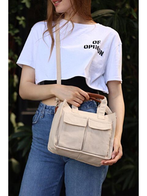 Letoon Günlük Kanvas Önden 2 Cep Detaylı Ayarlanabilir Çapraz Çantası - S000304828-19928