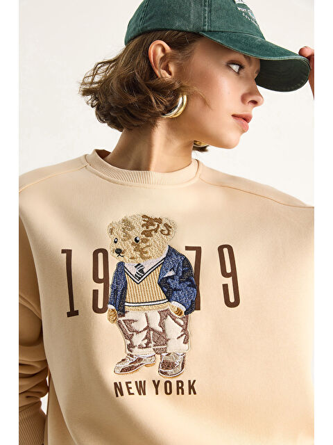 SHADE Kadın Bisiklet Yaka Teddy Nakış Detaylı Sweat - S000442434-19928