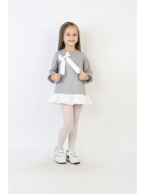 Modanino Kız Çocuk Tunik Tarz Elbise Taş Süslemeli ve Fiyonklu 4-9 Yaş 12510 - S000509097-20600