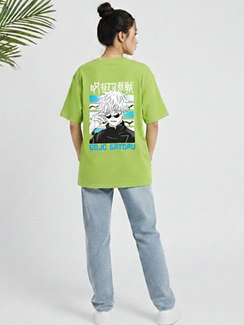 Trendseninle Kadın Lime Satoru Baskılı Tişört - S000521661-17501