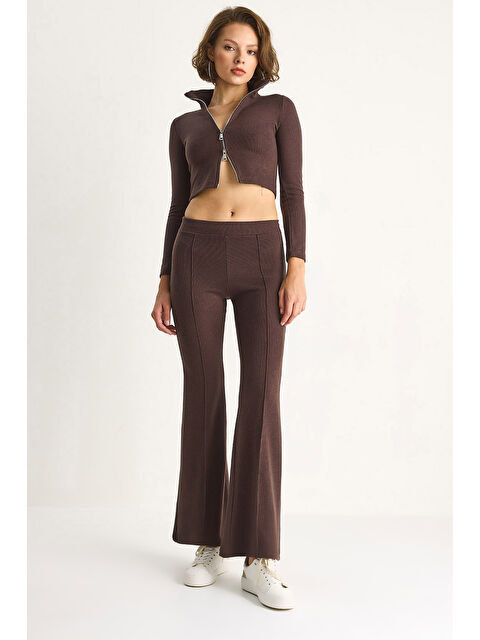 SHADE Kadın Fitilli Örme Kumaş Çift Fermuar Detaylı Balıkçı Yaka Alt-Üst Takım - S000442416-19413