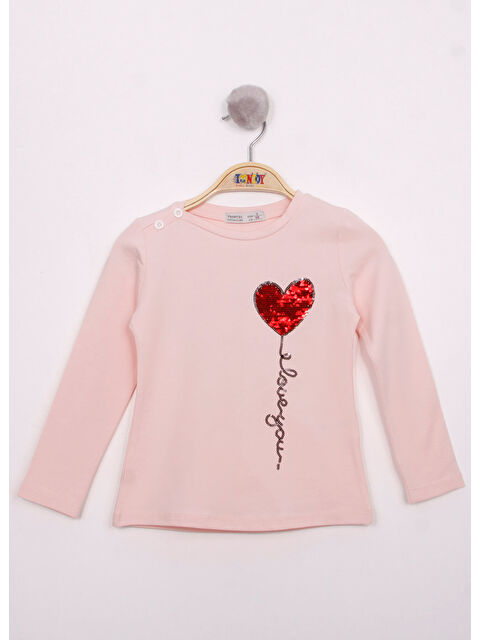 Toontoykids Kız Çocuk Göğsü Pul Nakışlı T-Shirt