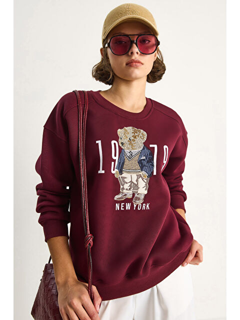 SHADE Kadın Bisiklet Yaka Teddy Nakış Detaylı Sweat - S000442434-19951