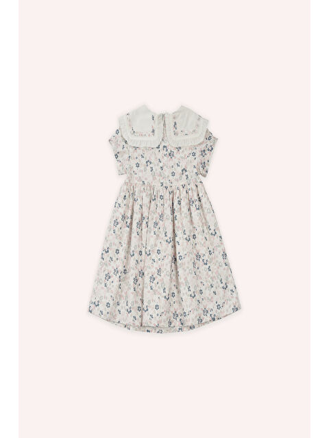 Panço Kız Bebek Çiçek Desenli Beyaz Elbise - S000524298-20063