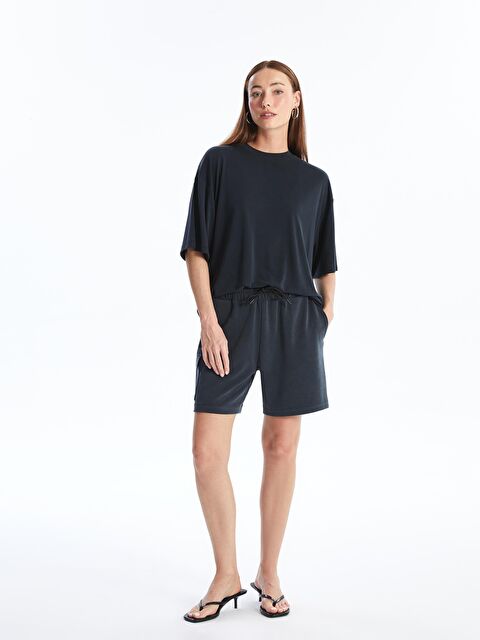 Dexia Carpi - Modal  Kumaş Cep Detaylı Bağcıklı Şort - Antrasit - S000222835-29666