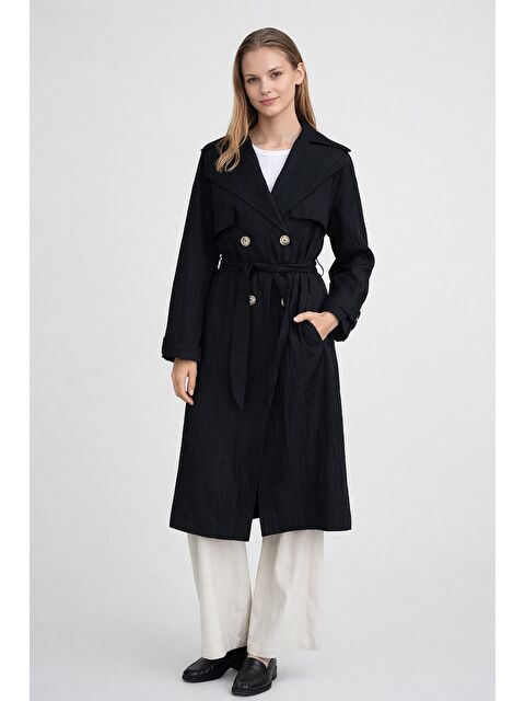 ALLDAY Siyah-Rüzgarlık Detay Trençkot - S000531477-19351