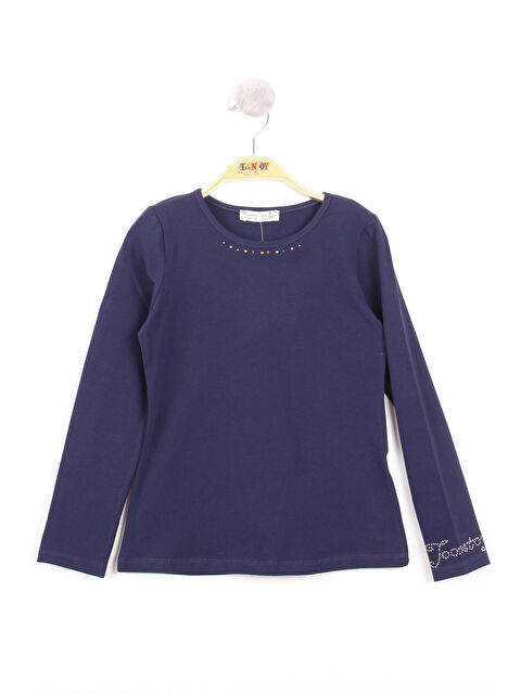 Toontoykids Kız Çocuk Kolları Ve Yakası Taş İşlemeli Tişört - S000375006-21164