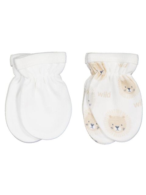 Civil Baby Aslan Baskılı 2 Li Bebe Eldiven - Ekru Standart - S000503496-19965