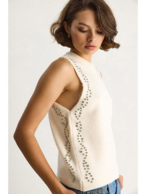 SHADE Kadın Taş İşlemeli Triko Bluz TA - S000442427-19965