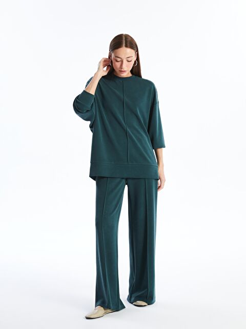 Dexia Aversa - Modal  Kumaş Oversize Uzun Kollu Sweatshirt - Yeşil - S000222838-18194