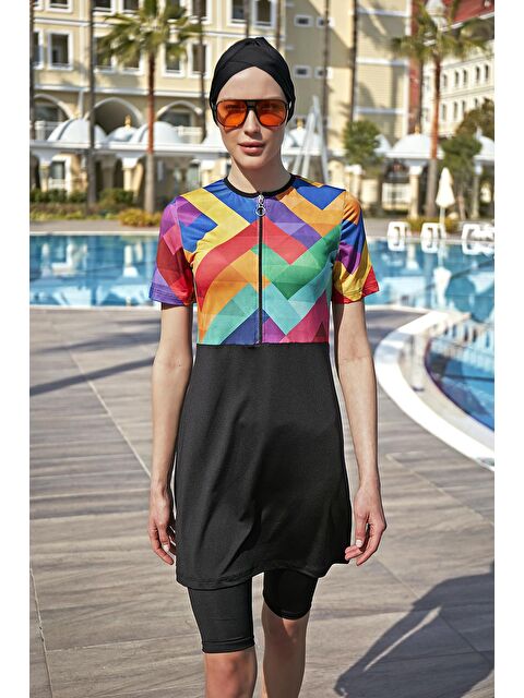 Remsa Mayo Kısa Kollu Elastanlı Taytlı Yarı Kapalı Mayo R5001 Tetris - S000250820-19351