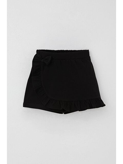 Breeze Kız Çocuk Şort Etek Fiyonk Aksesuarlı Fırfırlı Siyah (3-8 Yaş) - S000491432-19351