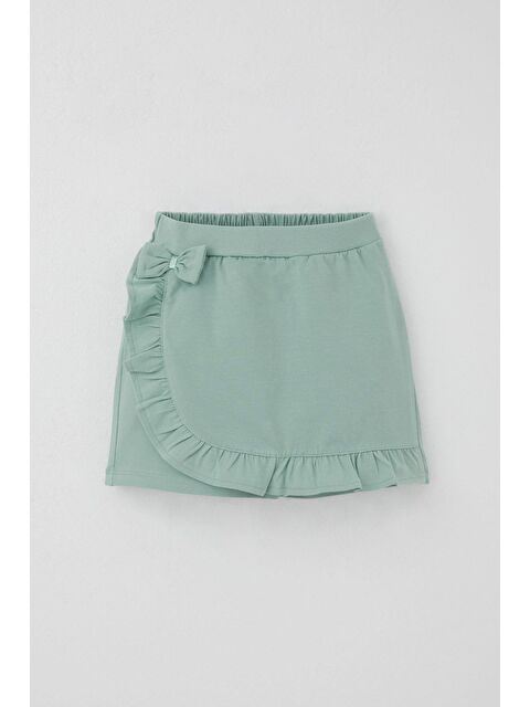 Breeze Kız Çocuk Şort Etek Fiyonk Aksesuarlı Fırfırlı Su Yeşili (6-10 Yaş) - S000491433-20054