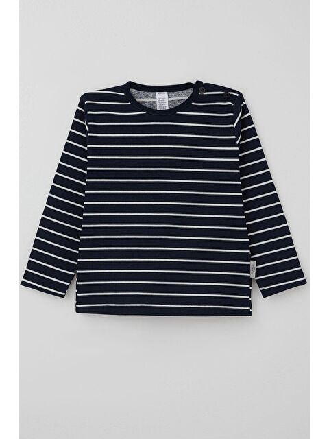 Breeze Erkek Bebek Uzun Kollu Tişört Patlı Çizgili Lacivert (9 Ay-3 Yaş) - S000491441-21164