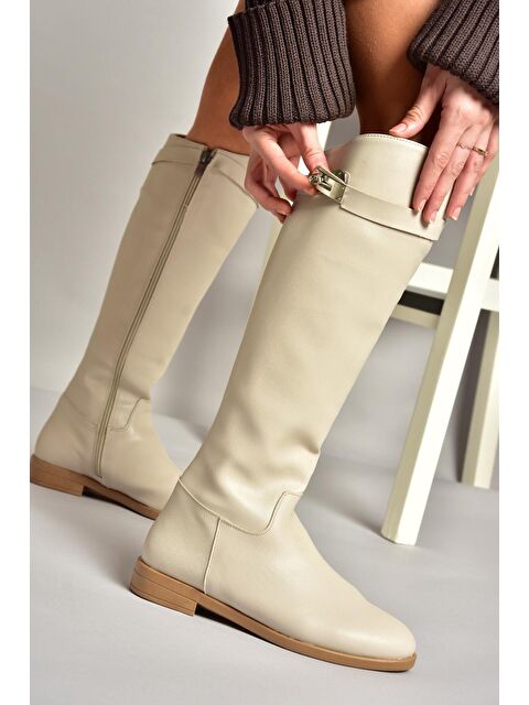 Fox Shoes T848443409 Bej Klasik Kadın Çizme - S000298388-19928