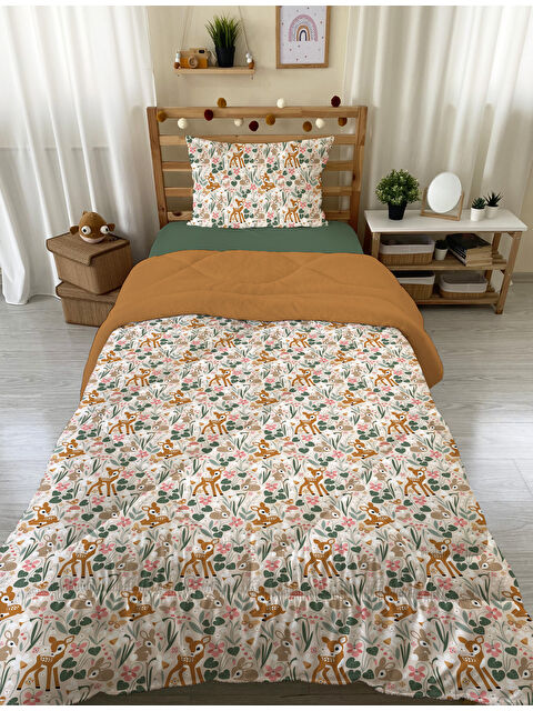 Evmila Minik Geyikler Desenli Tek Kişilik Pelüş Yorgan Uyku Seti  160x220 cm - S000330139-23173