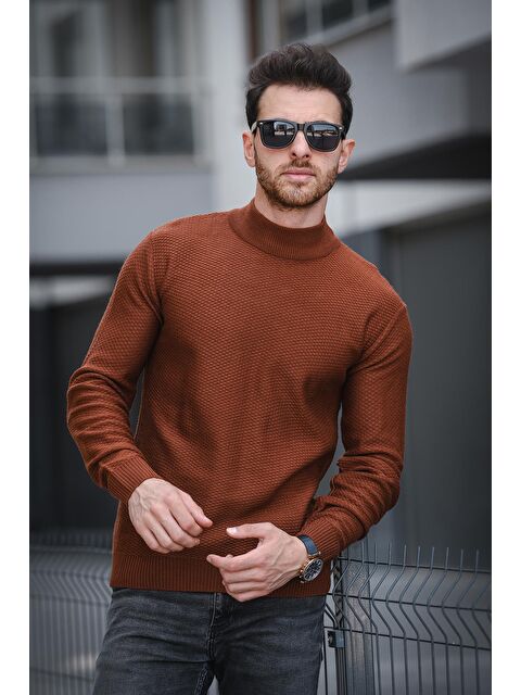 Oksit Seka 509 Slim Fit Petek Örgü Erkek Yarım Balıkçı Kazak - S000271541-19413