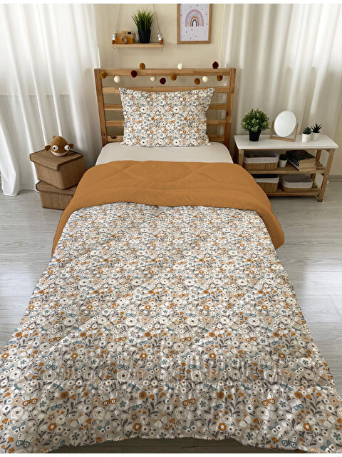 Evmila Minik Çiçekler Desenli Tek Kişilik Pelüş Yorgan Uyku Seti  160x220 cm - S000330140-23173