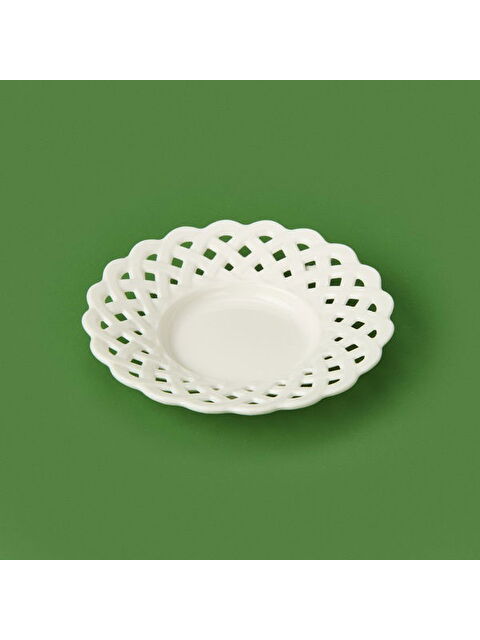 Paçi Dantel Motifli Porselen Çay Tabağı - Beyaz - S000373759-20063