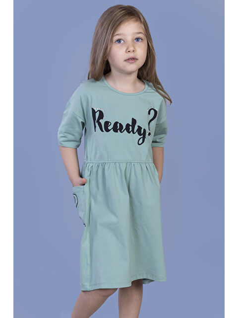 Toontoykids Kız Çocuk Ready Baskılı Taş İşlemeli İki Yanı Cepli Elbise - S000420071-526