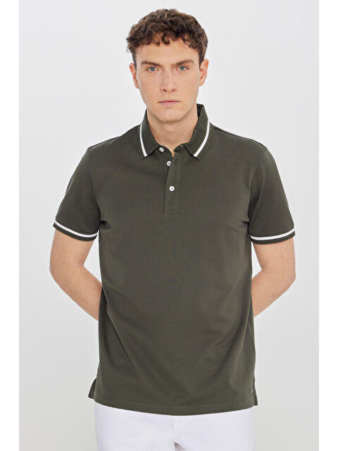 Altınyıldız Classics Erkek Haki %100 Pamuk Standart Fit Normal Kesim Polo Yaka Tişört
