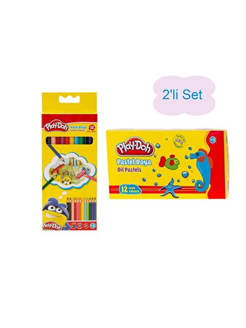 Play-Doh 12 Renk Kuru Boya Tam Boy Ve Pastel Boya 12 Renk 2 Li Set - S000420437-23173