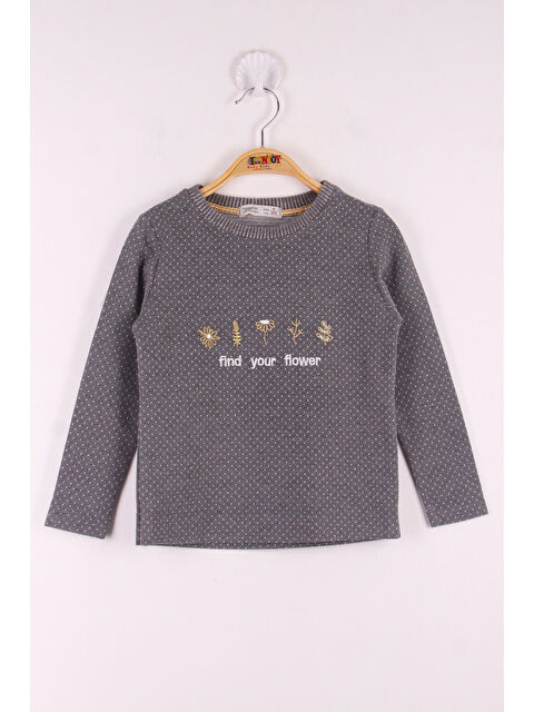 Toontoykids Kız Çocuk Yazı Nakışlı Puanlı T-Shirt