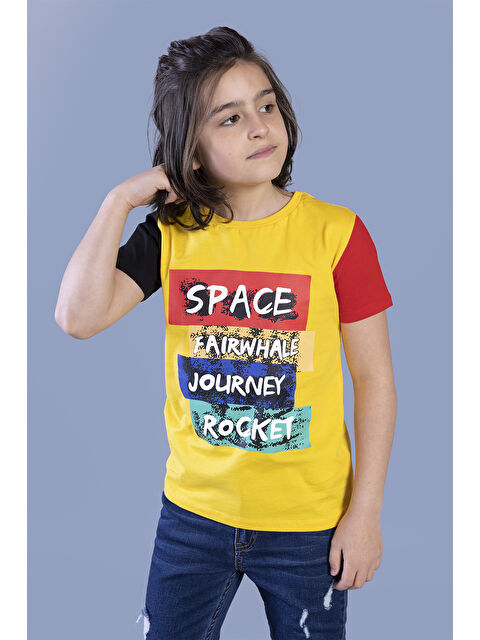 Toontoykids Erkek Çocuk Kolları Garni Detaylı Baskılı Tişört - S000417912-20072