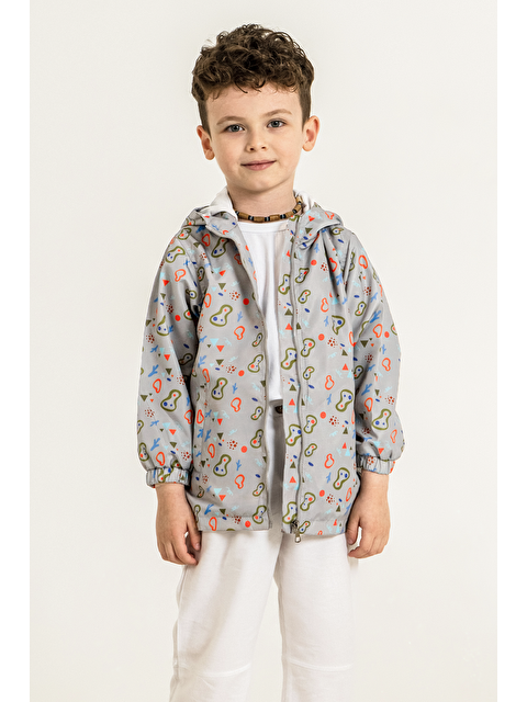 ZEYLAND Kız Erkek Çocuk Kapüşonlu Yağmurluk - Gri