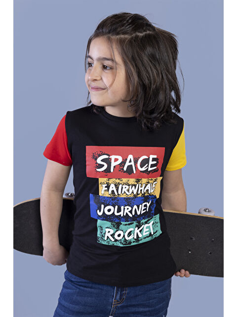 Toontoykids Erkek Çocuk Kolları Garni Detaylı Baskılı Tişört - S000417912-19351