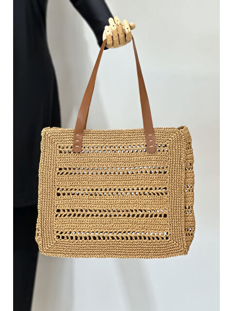 Remsa Mayo El Örgüsü Hasır Çanta Plaj Çantası 026 Camel04 - S000385010-37259