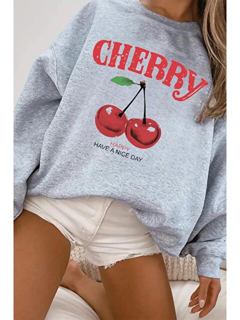 Oksit Bisiklet Yaka Chery 02 Ön Baskılı İçi Pamuklu Unisex Sweatshirt - S000443067-20600